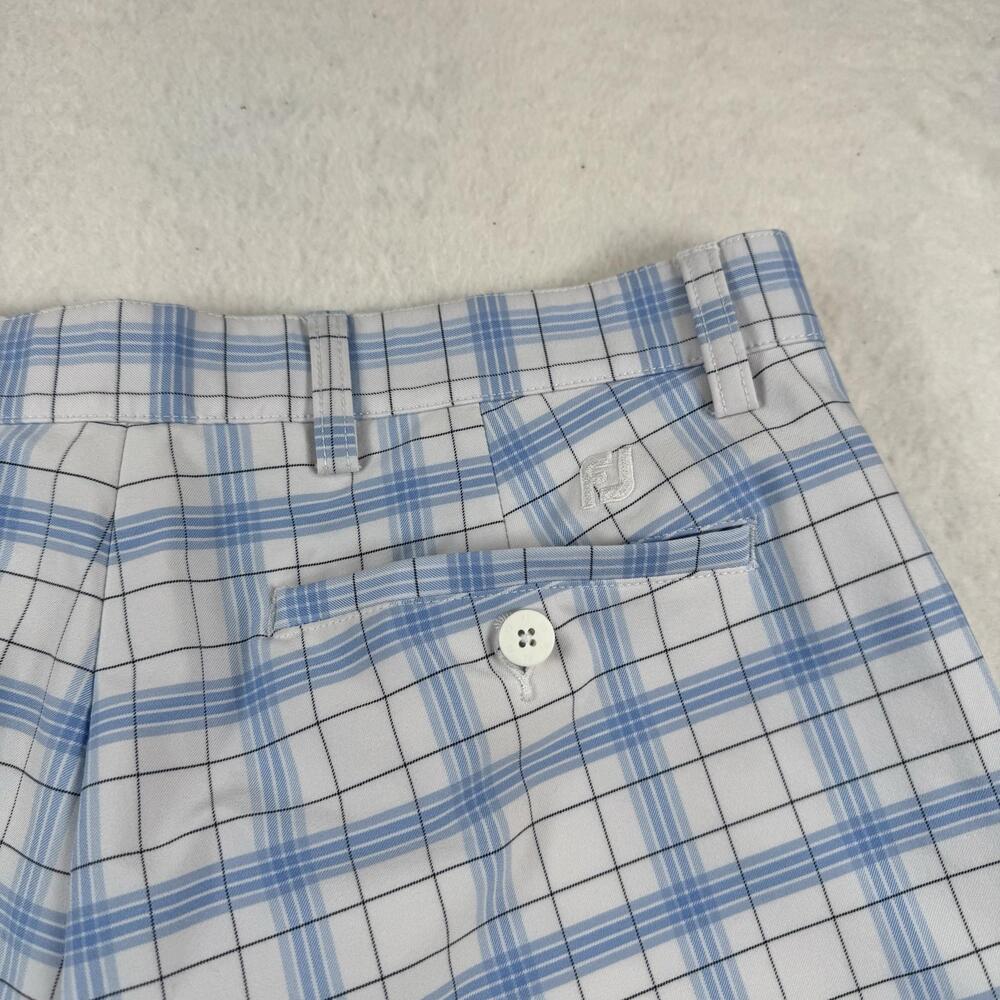 FootJoy Shorts Mens Size 32 Blue Plaid Chino Golf Stretch Microfiber Pockets - Picture 8 of 9